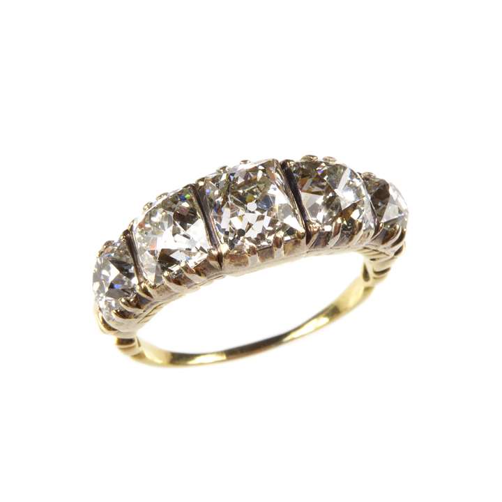 Antique graduated five stone diamond ring